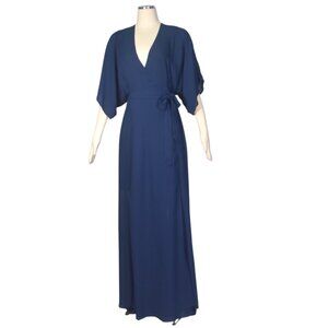 Reformation Winslow Maxi Wrap Dress Navy Blue XL